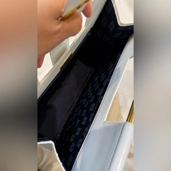 Vintage Yves Saint Laurent Logo Metal Bar Handle Leather Handbag 1980s-1990s - Picture 15 of 16